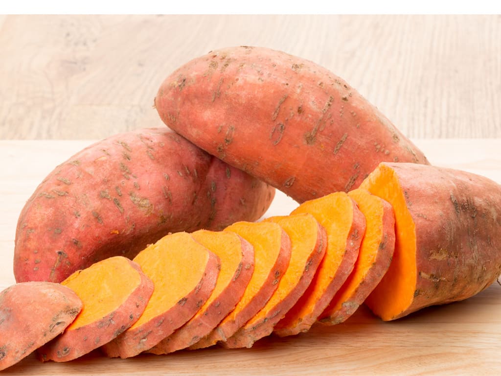 Yam peeled and frozen in pieces