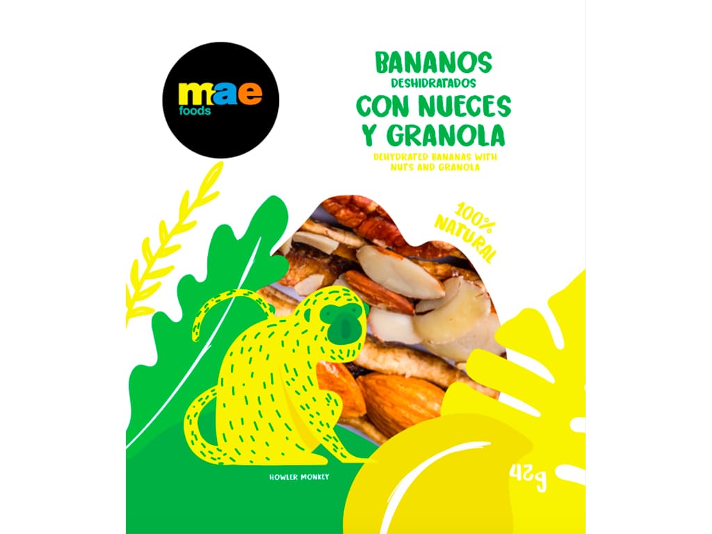 Bananos deshidratados con nueces y granola