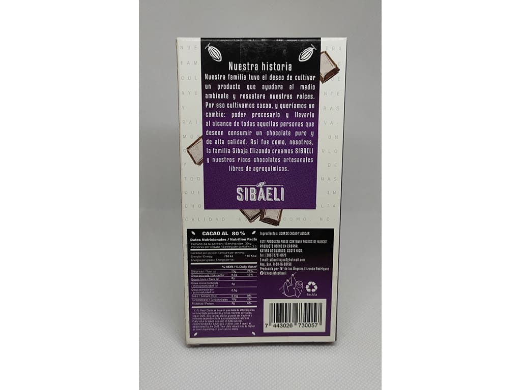 Tableta de chocolate 80% cacao