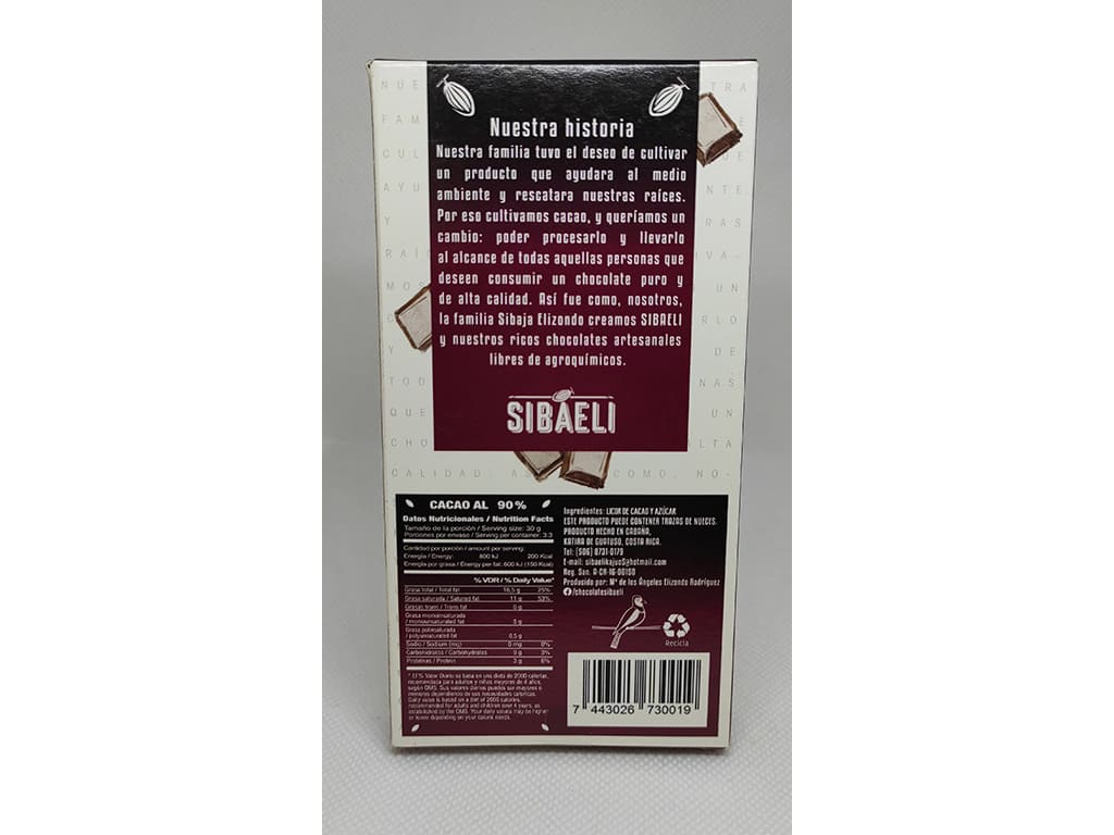Tableta de chocolate 90% cacao
